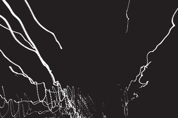 Abstract White Light Trails Forming Electric Energy Lines on Black Background