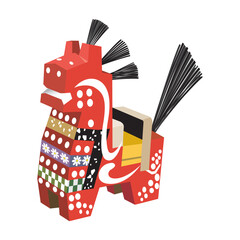 福を運ぶ木彫りの馬 ― チャグチャグ馬っこ（赤）