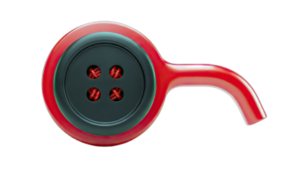 Red Button with Handle Isolated on White