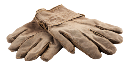 Pair of Brown Canvas Work Gloves on Black