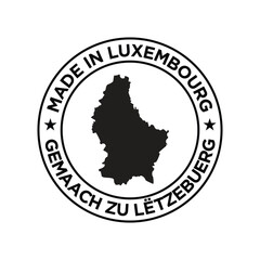 made in luxembourg label design with map black color