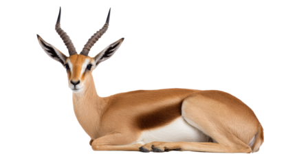 Resting Grant's Gazelle on isolated background