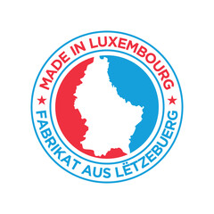 made in luxembourg label design with map
