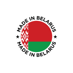 made in belarus label design with flag