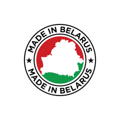 made in belarus stamp label design with map element