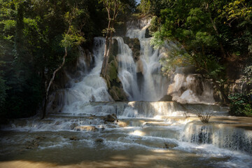 Kuang Si Waterfall in the forest of Luang Prabang, Laos