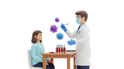 Doctor Explaining Virus to Patient During Blood Test