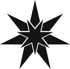 Obraz premium Black eight pointed star icon on white background, a concept of guidance and success