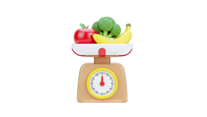 Fruits and Vegetables on Scale - Healthy Eating Concept