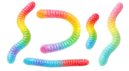 Multicolored Sugar Gummy Worm Candy Collection