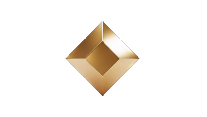 Golden Diamond Shape on White Background