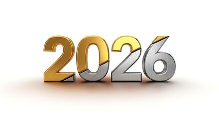 New year 2026 concept with gold and silver numbers