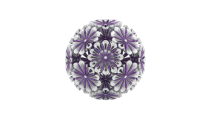 Abstract Floral Sphere Rendered on White Background