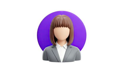 3D Businesswoman Portrait on Purple Background