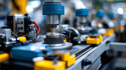 Fototapeta premium Production line operations, manufacturing assembly process, factory fabrication system, industrial processing equipment, automated production workflow, manufacturing facility activity, with copy