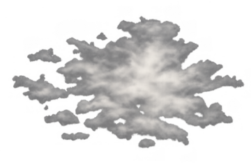 Realistic transparent smoke cloud forming a dynamic, detailed vapor explosion for visual effects and weather concepts