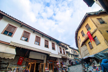colorful historic old houses in the old town of cumalikizik bursa