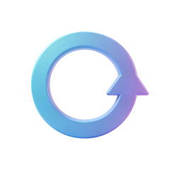 A vibrant looping arrow icon presented in a glossy 3d rendered style