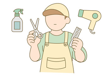 Visiting Hairdresser Preparing Haircut for Home Care and Elderly Services