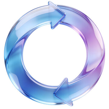 A circular arrangement of three translucent arrows forming a continuous loop