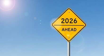 Naklejka premium New year 2026 ahead sign on road