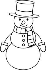 Cute snowman line art winter holiday characters set festive Christmas drawings