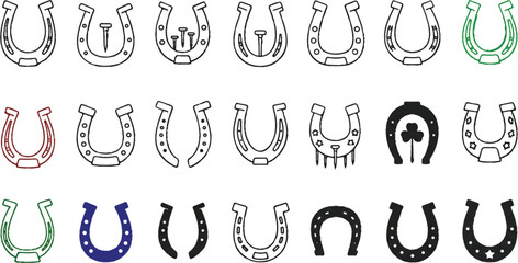 Looking at a grid of “horseshoe” icons—they all convey the same basic metaphor but are rendered in different styles so you can choose the one that best fits your visual design, theme, or interaction s