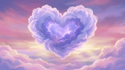 Clouds form a heart shape in the sky during sunset