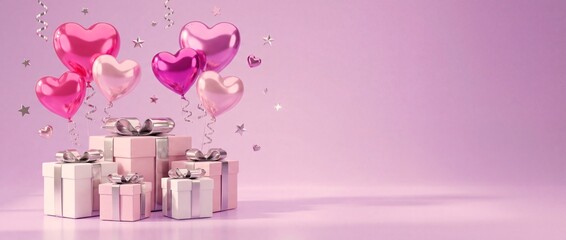 Balloons and gifts create celebration scene for special occasions