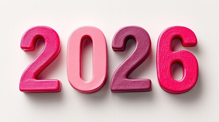 3D 2026 Digits (Pink - Magenta - Purple Gradient): Digital Art for Yearmark, Color & Visual Aesthetics