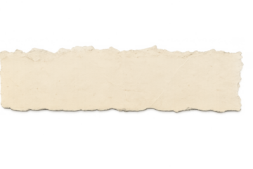 Torn old paper strip presenting ripped edges, creating an antique banner or frame element on a transparent background
