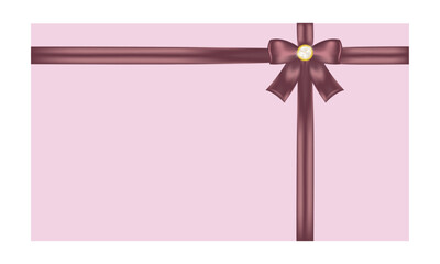 Blank card template with purple bow.