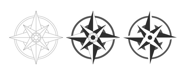 Minimalist Compass Vector Design. Nautical Compass Line Art Vector