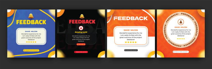Customer feedback testimonial social media post web banner template Bundle. Customer feedback review or testimonial design