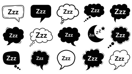 Fototapeta premium Set of Sleepy Zzz Speech Bubbles for Rest and Relaxation Themes