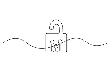 Digital access key continuous one line drawing modern minimalist outline vector
