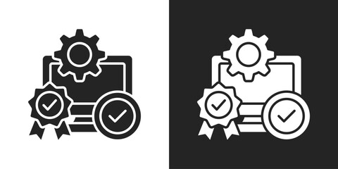 Automated Grading Icon In Black And White Glyph Style