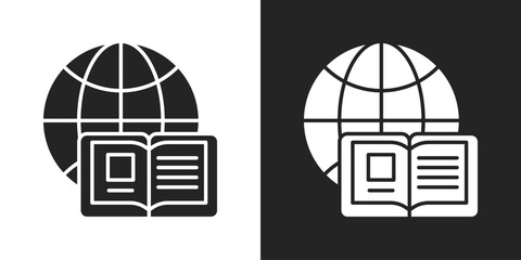 Online Education Icon In Black And White Glyph Style