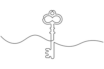 Heart lock cyber security continuous one line drawing minimal outline illustration
