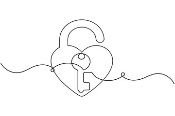 Digital security padlock one line art minimalist cyber protection outline vector
