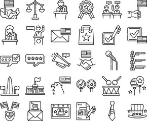 US Presidential Vector Glyph Icon Set