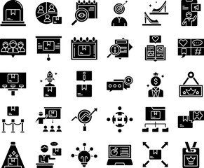 Product Presentation Vector Glyph Icon Set