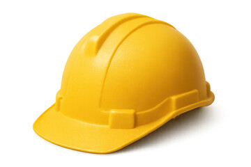 Fototapeta premium Yellow safety hard hat representing protection on construction sites, engineering, and industrial safety compliance, transparent background