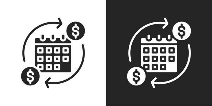 Subscription Model Icon In Black And White Glyph Style