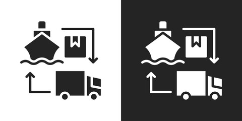 Ship Logistic Icon In Black And White Glyph Style