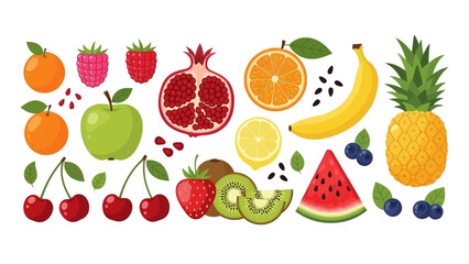 Fresh Fruit Collection with Citrus Berries and Tropical Fruits for Healthy Snacks