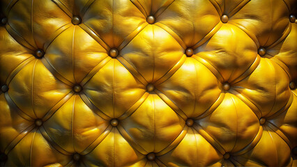 Obraz premium Golden Yellow Tufted Upholstery Texture with Buttons
