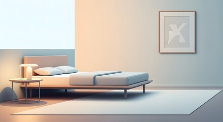 Serene Modern Minimalist Bedroom Interior Design with Soft Ambient Lighting and Contemporary Decor for a Peaceful Home Aesthetic