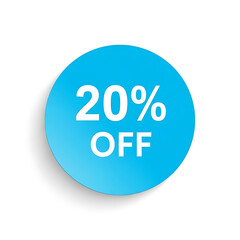 20 Percent Off Discount Sign on Blue Circle Background