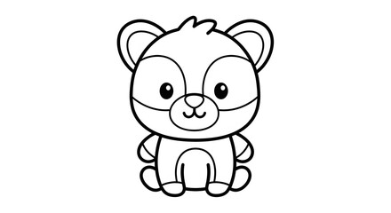 Simple Cartoon Bear Line Art Illustration for Children's Coloring Books and Designs